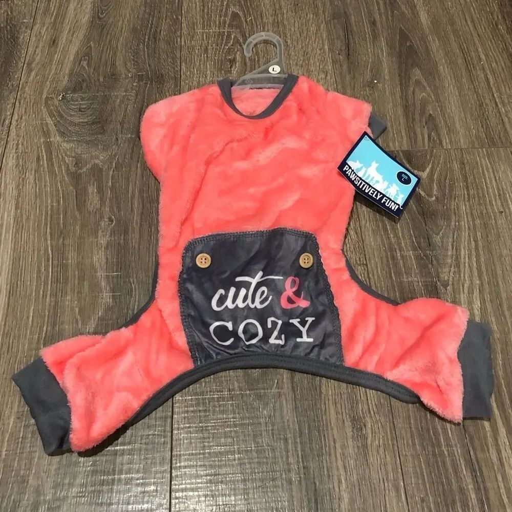NEW Dog Sweater Size L Pawsitively Purrfect Pink & Gray Dog Sweater